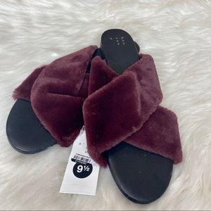 A New Day Faux Fur Slide Sandals Purple Size 9.5